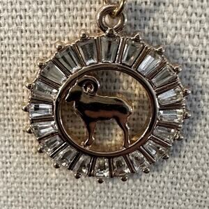 Zodiac ARIES RAM Sign Gold tone Chain Necklace CZ Pendant Astrology Layering